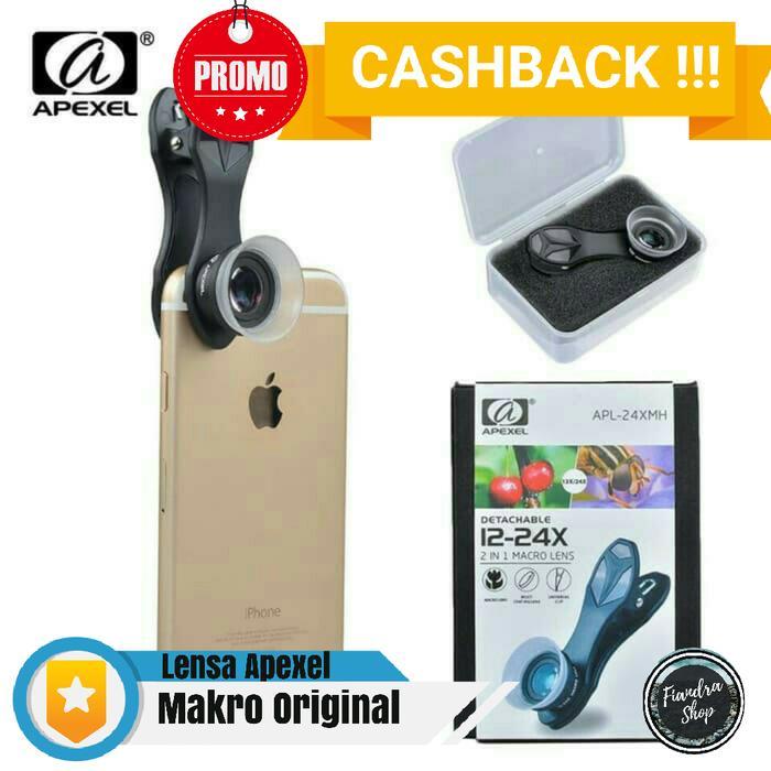 Promo Apexel 2 In 1 Clip On Macro Lensa 12-24X Super Macro Lensa For Iphone