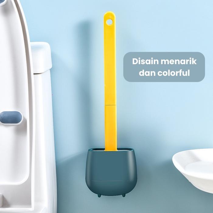 Inaso Sikat Kamar Mandi Sikat Toilet Silikon Sikat WC Pembersih kamar Mandi HRD320