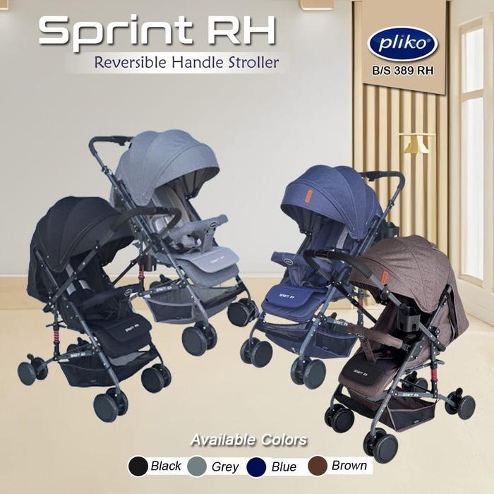 Pliko Stroller Bayi Sprint RH 389RH dengan Roda Dorong Reversible Handle dan Suspensi untuk