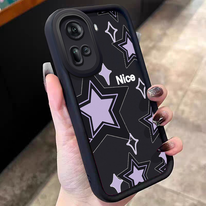 Casing Hp untuk OPPO Reno 11 5G Reno 11F 5G Case Bintang Ungu Warna Hitam Kasing silikon Cesing Soft