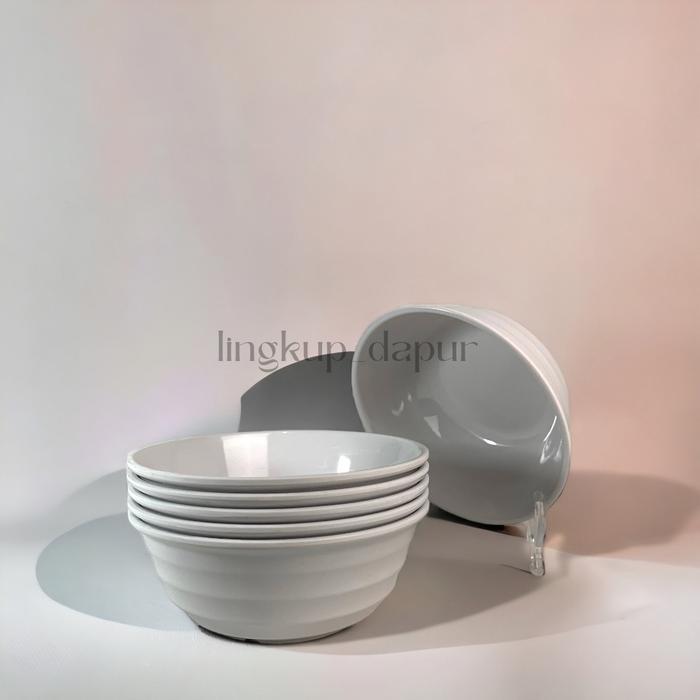 (1 lusin) MANGKOK MELAMINE BULAT TEBAL ULIR