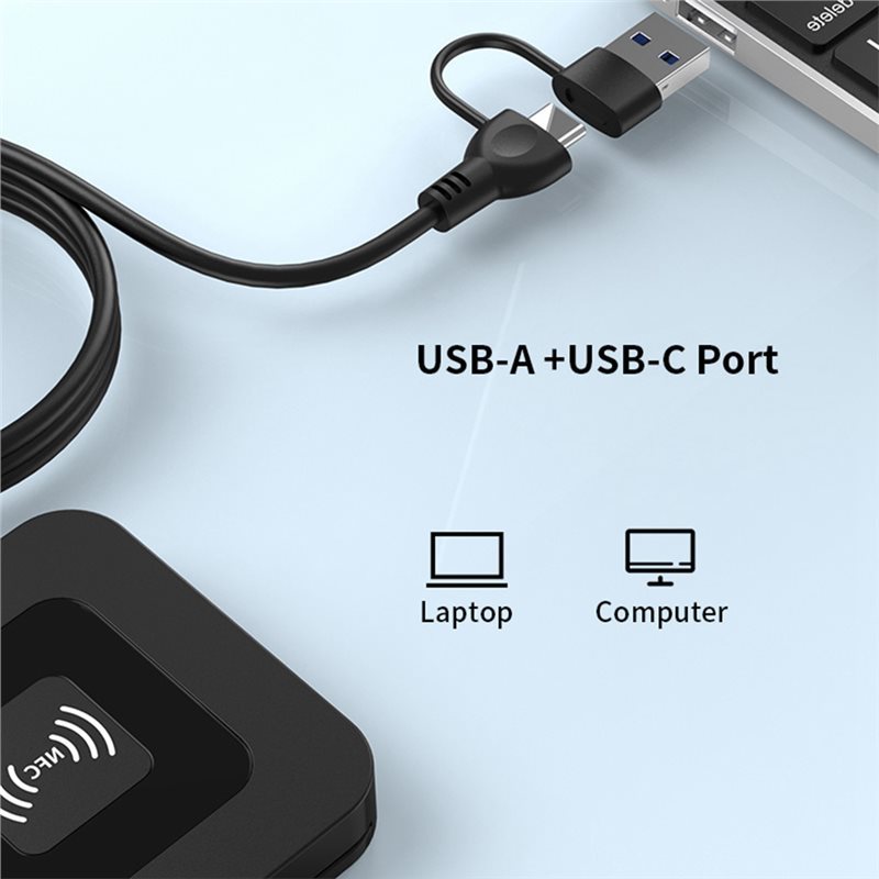 B49C Smart Card Reader 2-In-1 IC Card Reader With Contact And For Bank ATM Tax Reporting