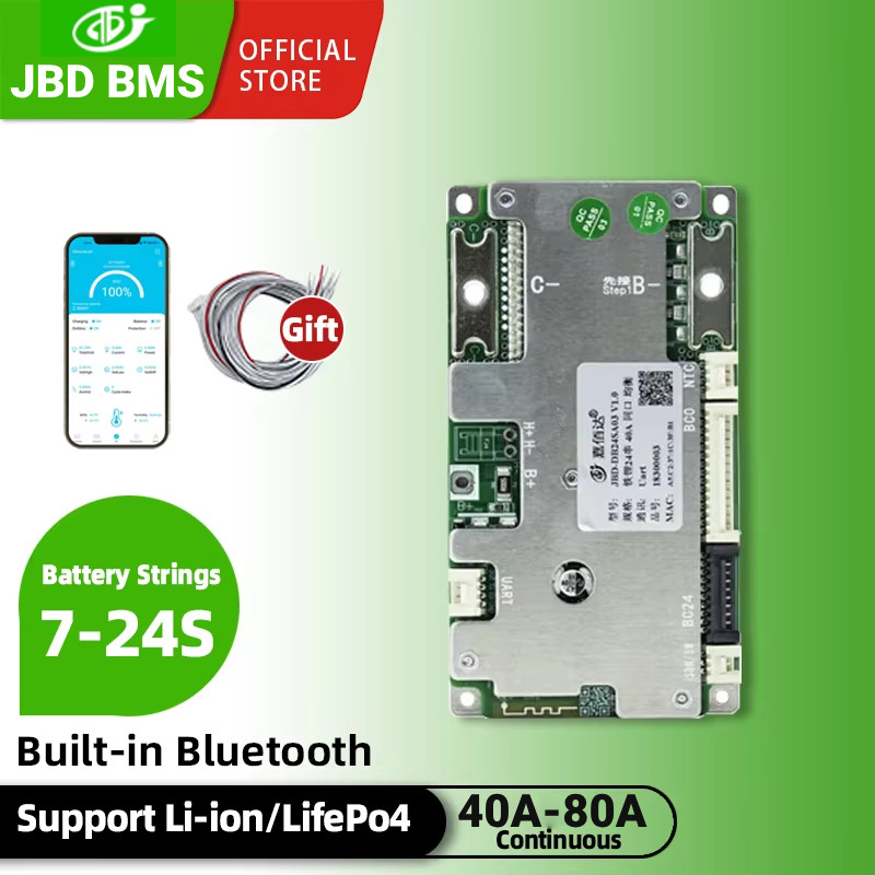 JBD Smart BMS 16S 48V Lifepo4 Built-in BT With UART Heating Li-ion Bms 13S 48V 40A 50A 60A 80A 8S