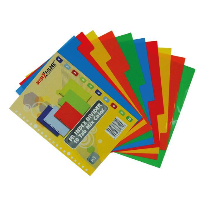 (1 Set) Divider Plastik Pembatas Kertas Binder Note A5 isi 10 Tabs Tab Index 20 Lubang Ring Rings