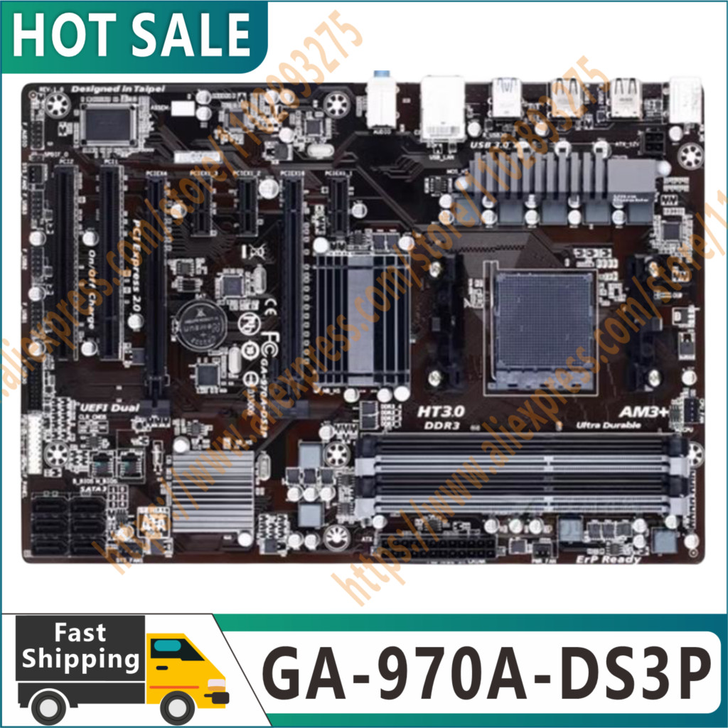 Original GA-970A-DS3P board Socket AM3/AM3+DDR3 32GB 970A-DS3P Desktop board SATA III 100% tested