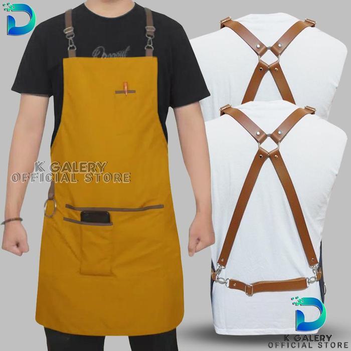 Apron Barista Coffe Anti Air Apron Barbershop Celemek Masak Celemek Pria Keren Terbaru Apron Anti