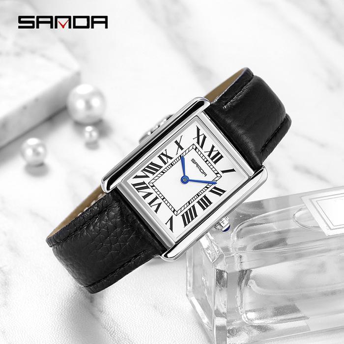 Jam Tangan Pria Analog Tali Kulit Sanda 1108L Pasti Promo