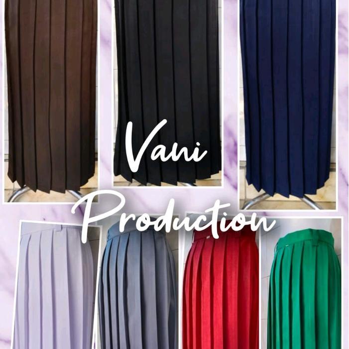 Rok Sekolah Wanita Ra/Rempel Full Hitam. Bawahan Panjang Cewek Remaja. Abu Biru Diskon Sale