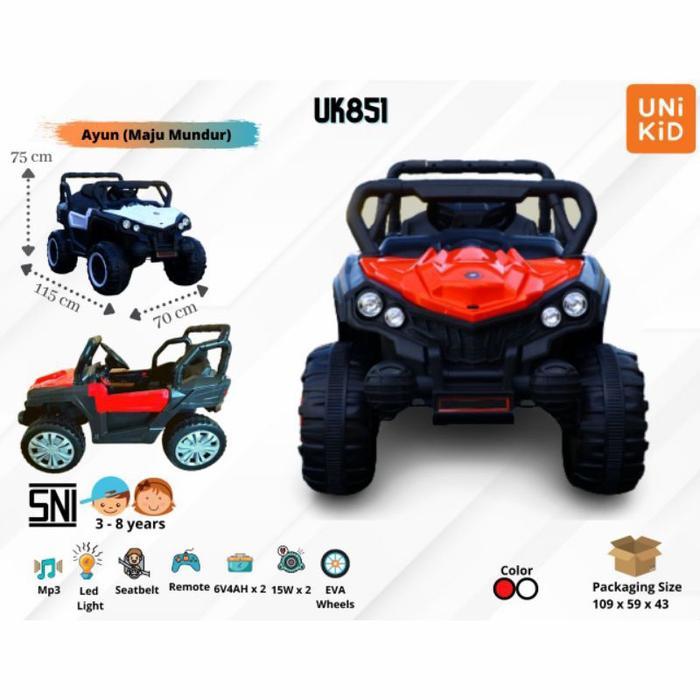Ready Mobil MAINAN AKI Uk851 Jeep Ban Karet 1 Seat /Mobil Aki Anak Murah