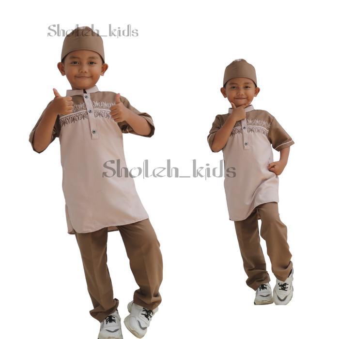Sholeh_Kids-Setelan Koko Anak Baju Koko Anak Lengan Pendek 1-12 Tahun Model Kurta Pakistan Motip