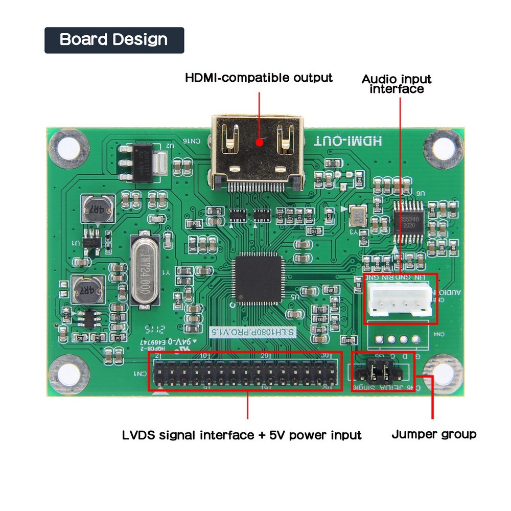 LVDS Driver Board / LVDS To HDMI-compatible Adapter Converter Supports 1080P Resolution