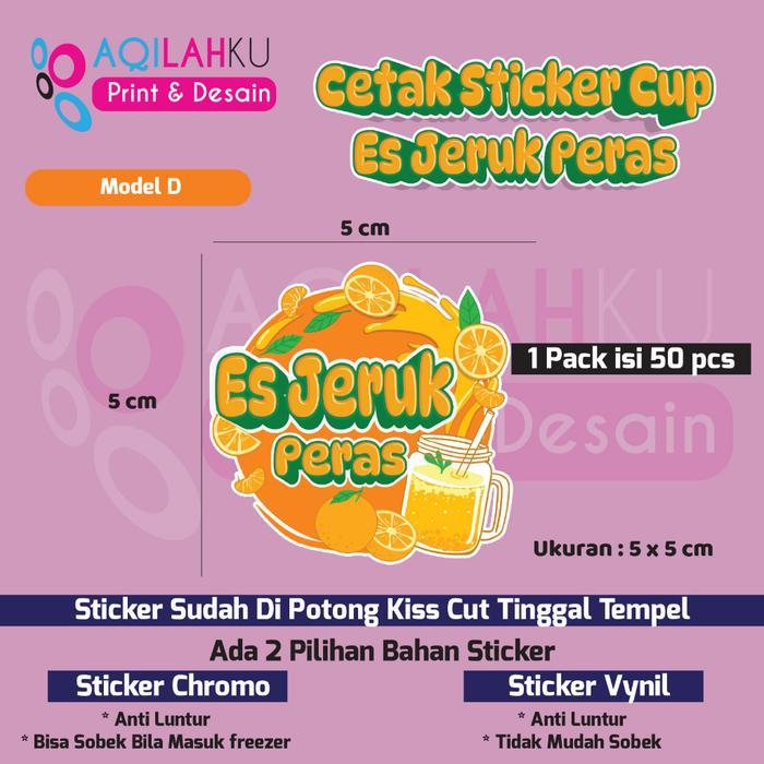 "New" Stiker label cup ES Jeruk Peras 1 Pack isi 50 pcs Ready Stock