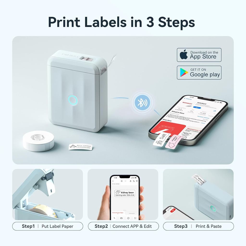Niimbot D110 Label Printer Bluetooth Mini Adhesive Portable Smart Label Maker UV Without Ink For