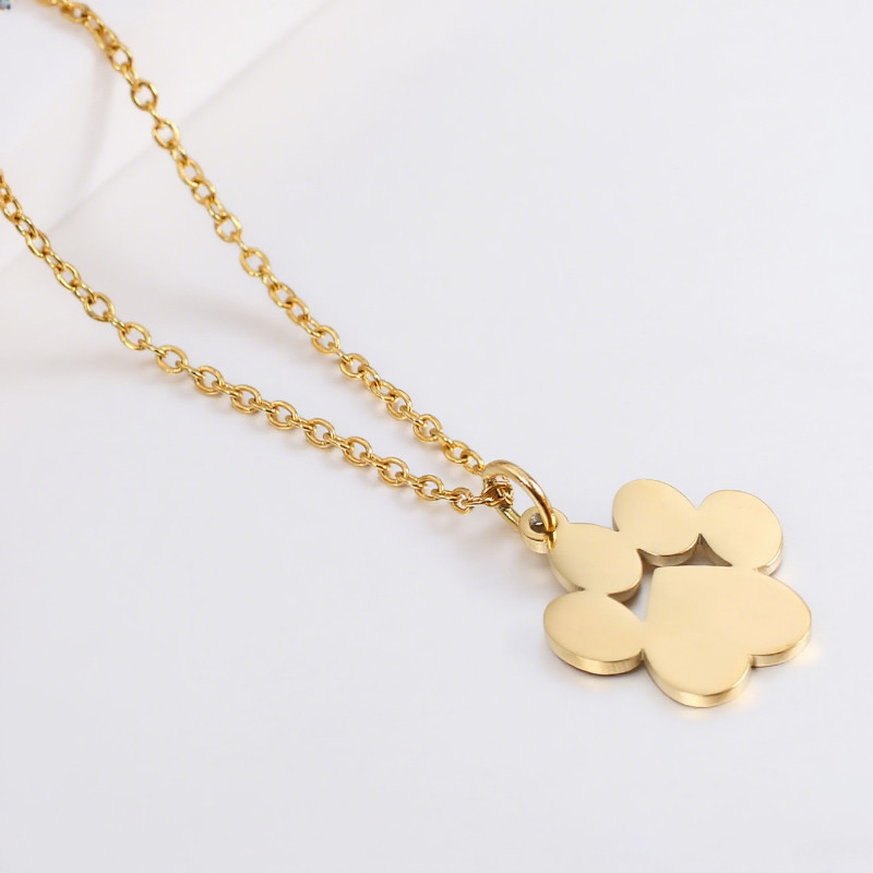 Stainless Steel Cat Paw Pendant Necklace Animal Paw Charm Choker Necklace Cat Paw Print Necklace