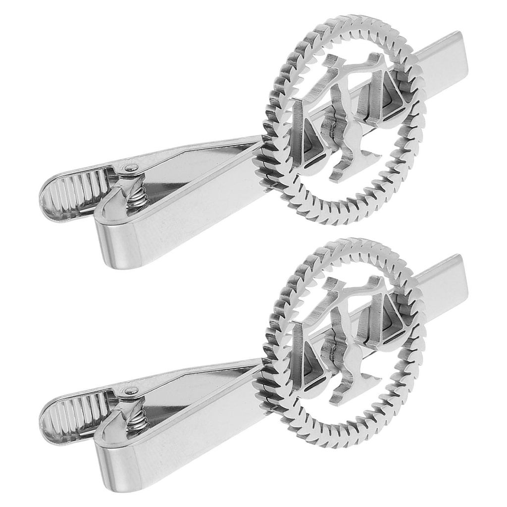 2Pcs Stainless Steel Scale of Justice Tie Clip Lawyer Tie Pin Business Wedding Law School Classic