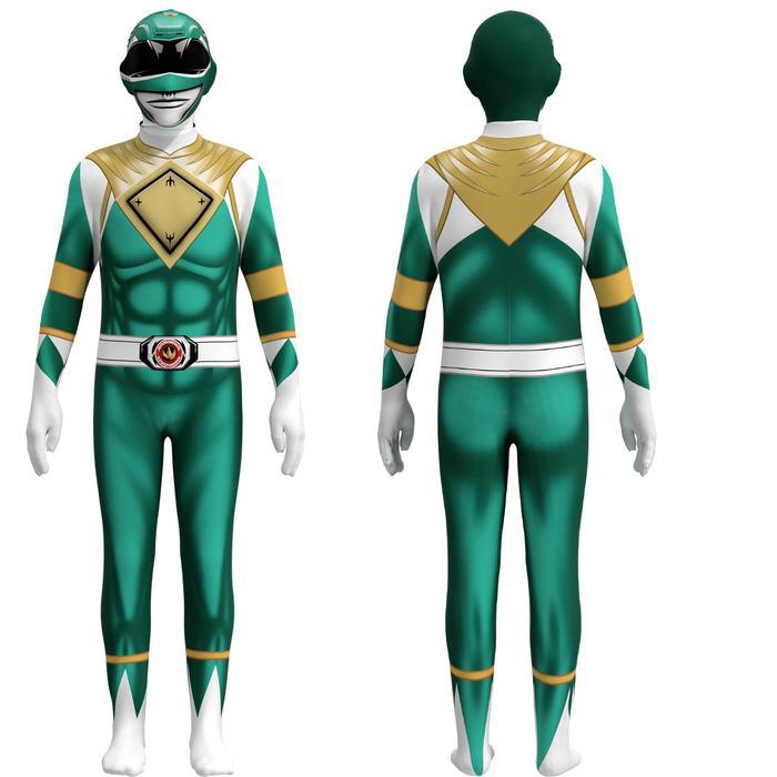 Jumpsuit Kostum Pahlawan Super dengan Otot Palsu untuk Pria Wanita - Hijau, Ukuran 160-190