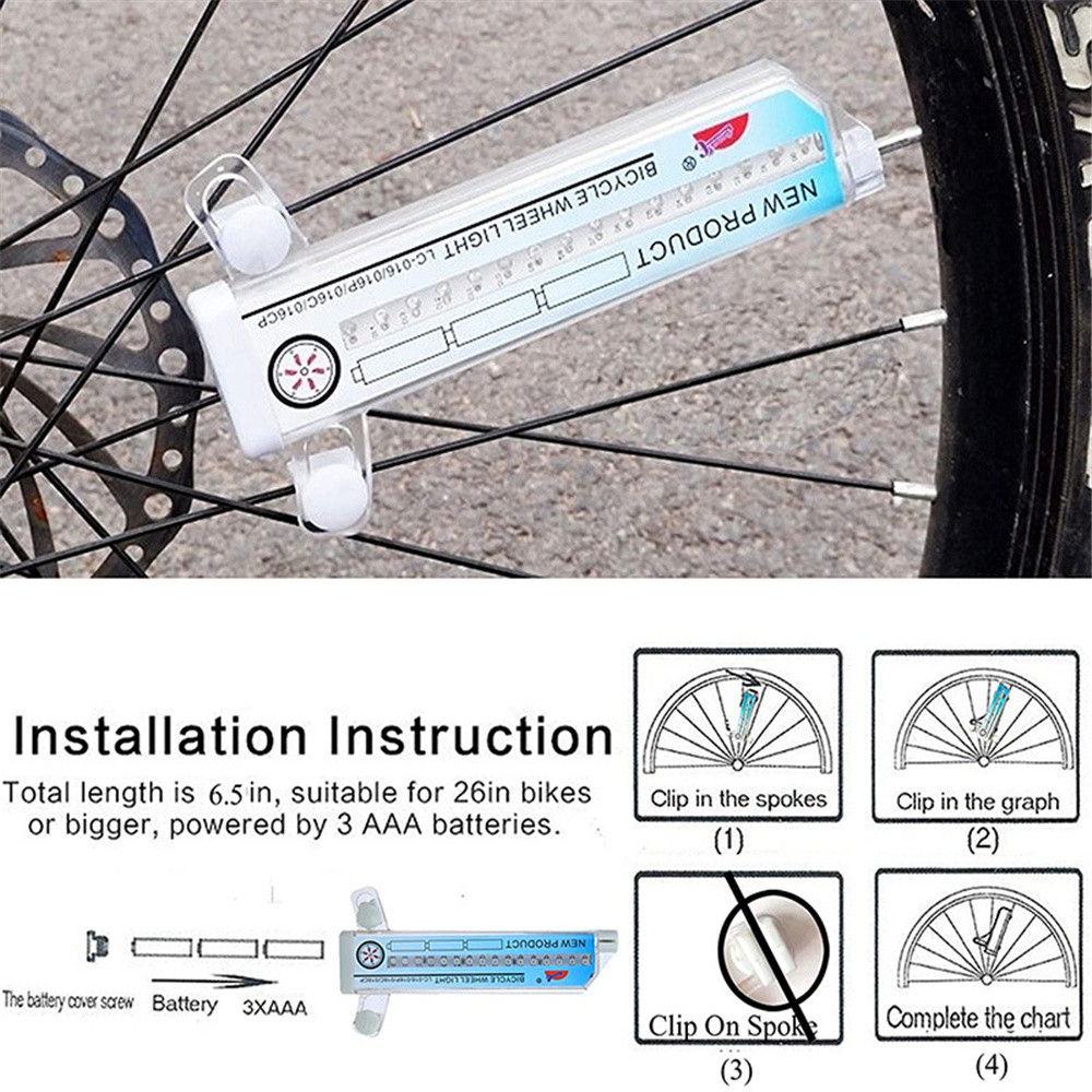 Bike Spoke Light Bicycle Wheel Light 30 Different Colorful Patterns Change Safety Tire Light Without