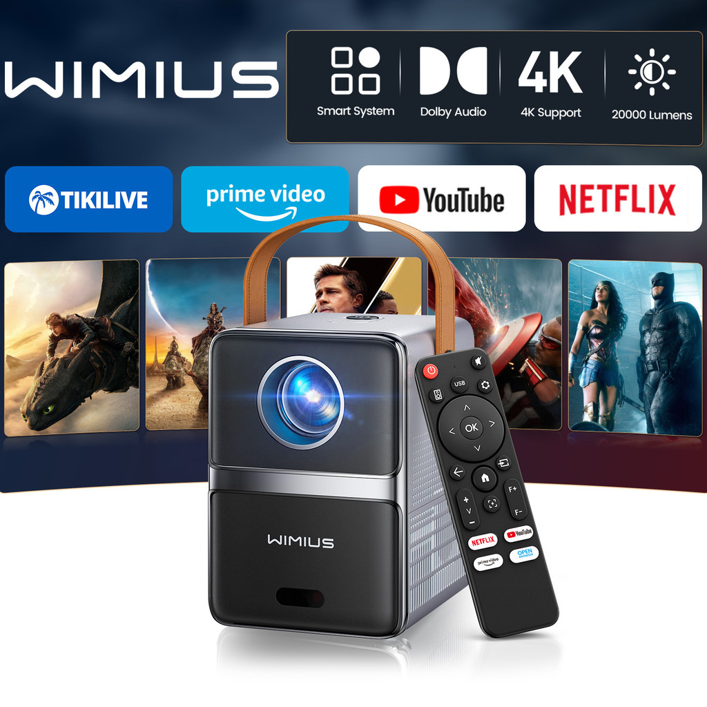 Wimius 600ANSI Mini Projector 4K Laser WiFi6 1080P HD projectors Beam 20W Dolby hy300max Home