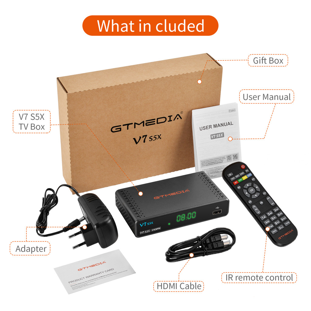GTMEDIA V7 S5X Super Value Satellite TV Receiver DVB-S/S2 Full HD 1080P With USB WIFI Digital