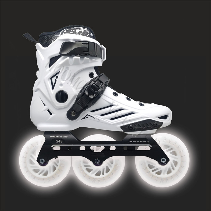 Roselle Inline Skates 3x110mm Led Wheels 2mm Flexible Rockered Banana Frame Slalom Skate Shoes