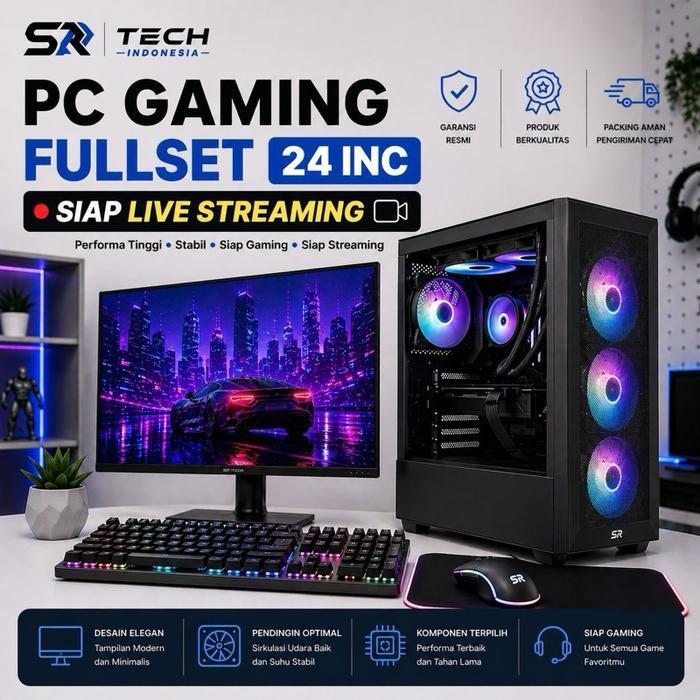 PC Gaming Rakitan Fullset Siap Streaming – PC Gaming i7 I RAM 16GB I SSD 128GB I VGA 4GB I HDD 500GB
