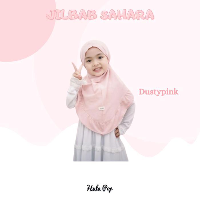 Hula Pop Jilbab Sahara Dusty Pink - KerudungAnak Size 1-5tahun Bergo Kerudung Muslim Bahan Kaos