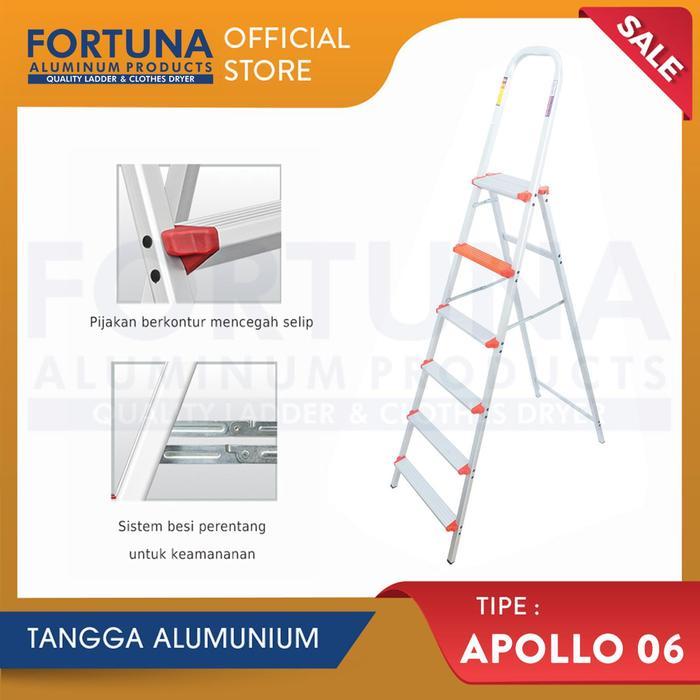 Fortuna Tangga Lipat Aluminium Apollo 6 Step 210 Cm + Pegangan