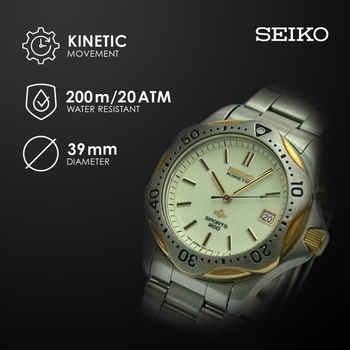 Jam Tangan Pria Seiko Kinetic Sport White Dial SKH166 SKH166P1 Original
