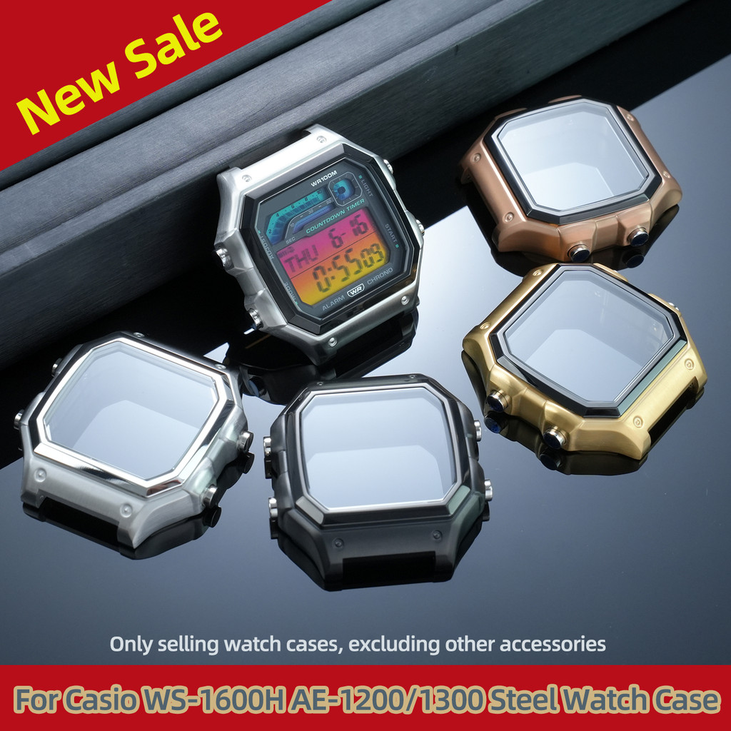 For Casio AE1200 AE1300 WS-1600H Stainless Steel Watch Case AE-1200WH WS1600 Metal Watch Band Watch