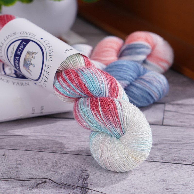 Colorful Hand-Dyed Gradient Yarn, Gradient-Dyed Lace Twisted Yarn for Spring and Summer, Yarn for