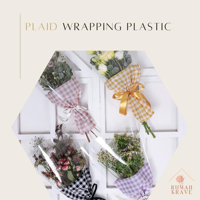 Plaid Wrapping Plastic Plastik Bunga Buket
