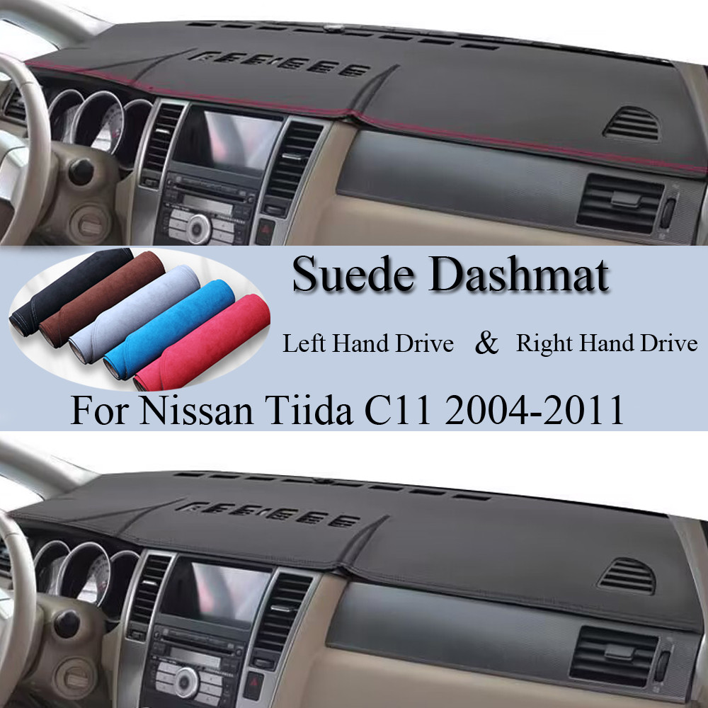 For Nissan Tiida C11 2004-2011 Tiida Latio Versa Trazo Sedan Suede Dashmat Dash Mat Cover Dashboard