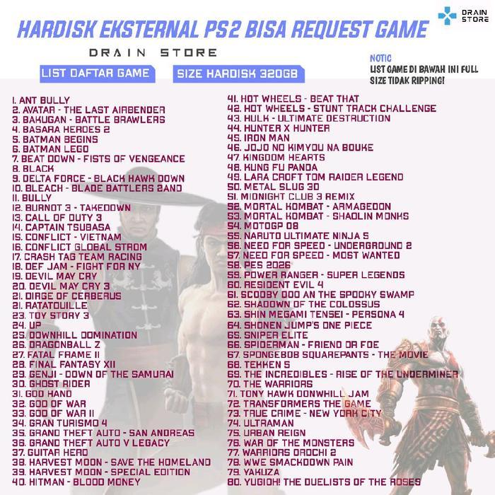 Hdd / Hardisk Eksternal PS2 320GB Bisa Request Game