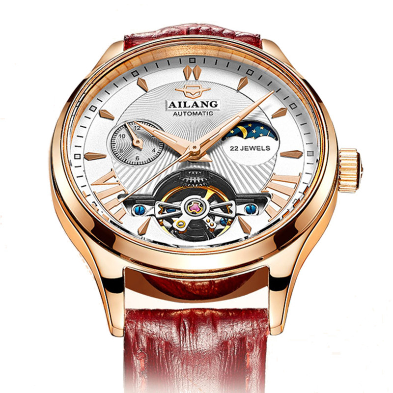 AILANG Luxury Classic Fashion Tourbillon Women Wrist Watch Top Automatic Mechanical Lady Watch Moon