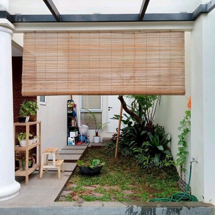 Best Seller Tirai Kerai Bambu Outdoor Minimalis Size 2X2 Plus Tali Tirai Kayu Curtain Bahan Kulit