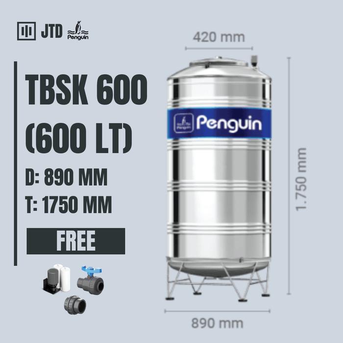 Toren / Tandon / Tangki Air Penguin Stainless 600 Liter - TBSK 600