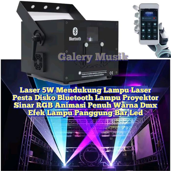 Laser 5W Mendukung Lampu Laser Pesta Disko Bluetooth Lampu Proyektor Sinar RGB Animasi Penuh Warna