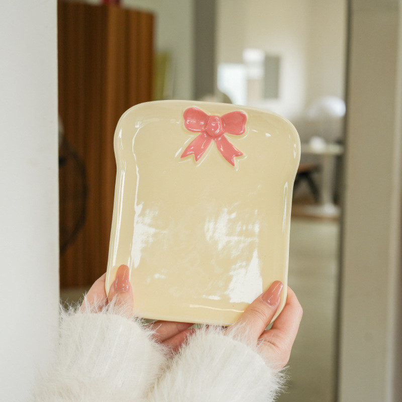 Cute Pink bread Plate, Ceramic Tableware, Breakfast Plate