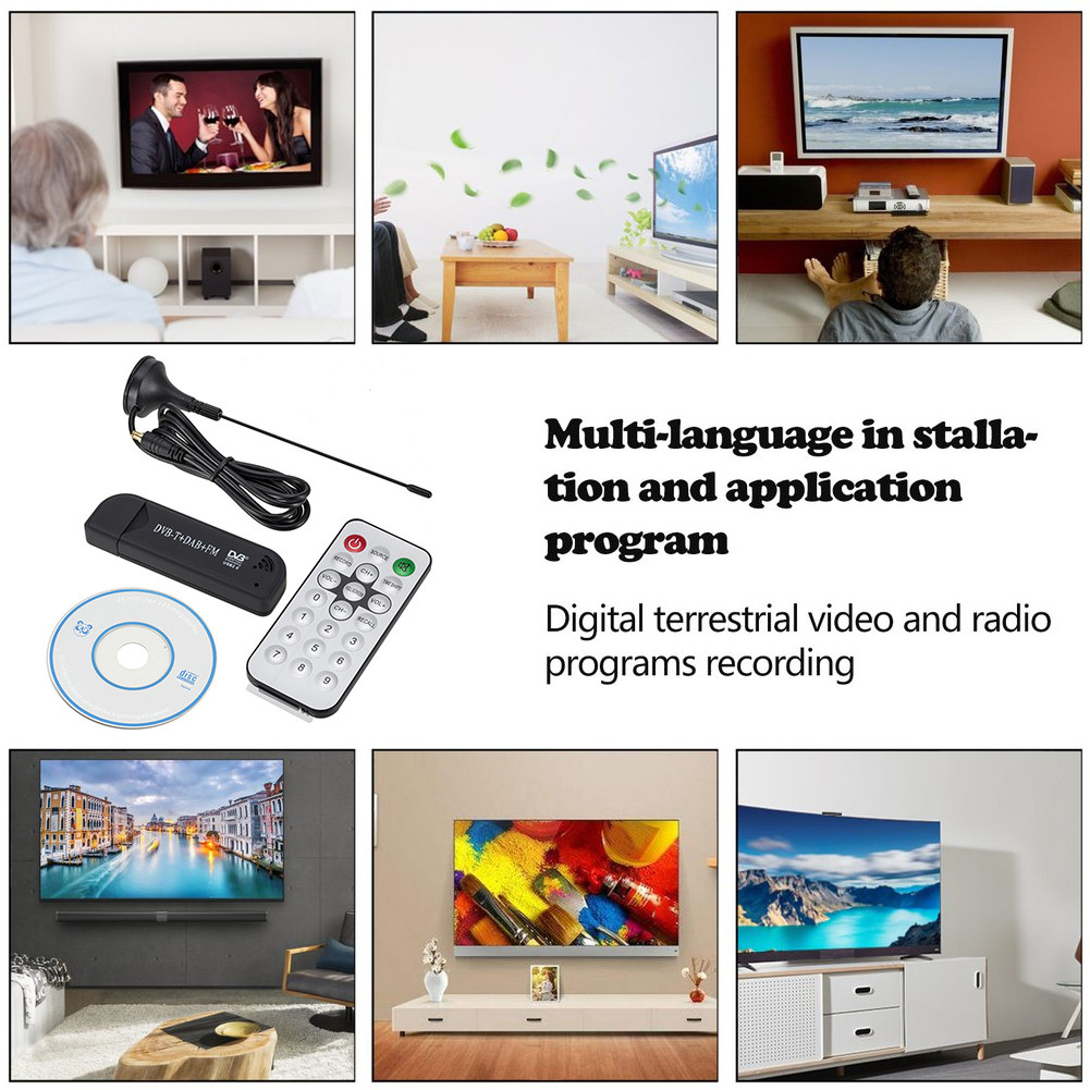 Digital TV Stick Dongle DVB-T+FM+DAB 0012 Antenna Receiver Mini USB2.0 Wireless Radio for Household