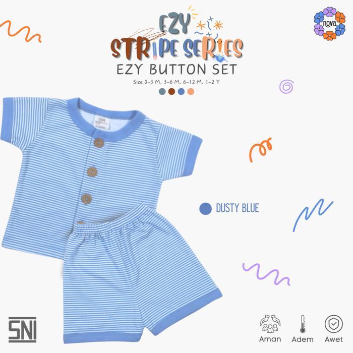 NOVA - Ezy Stripes New Season - Ezy Button Set - Setelan Baju Kancing Pendek Bayi & Anak