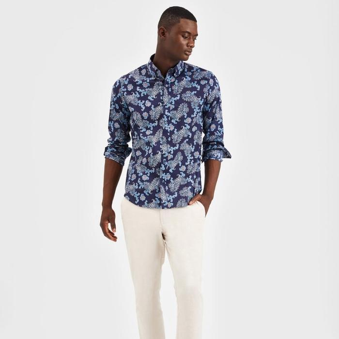 Ben Sherman Paisley Print Longsleeve Shirt (Marine Blue) Original