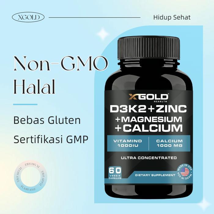 D3K2 + Kalsium Magnesium Zinc - Menjaga Kesehatan Tulang Seluruh Keluarga, Meningkatkan Penyerapan