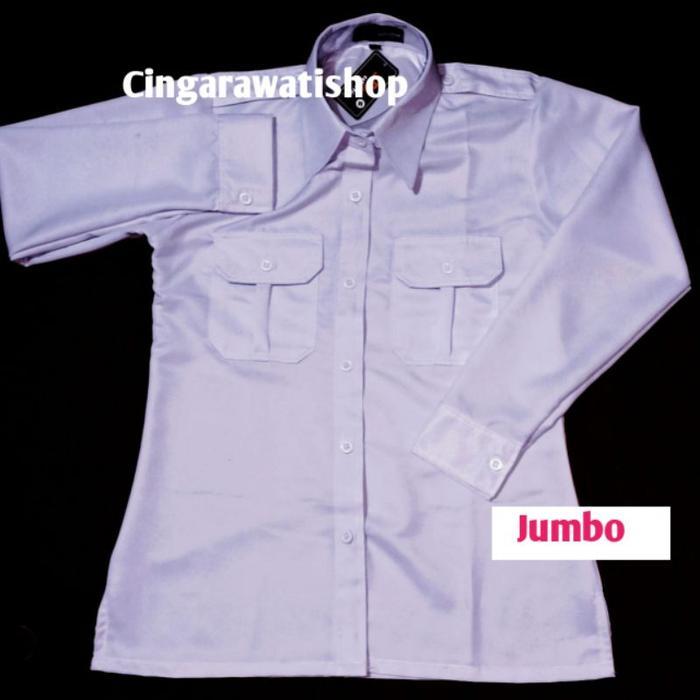 jumbo baju dinas putih pns wanita seragam putih pemda wanita kemeja putih pns wanita