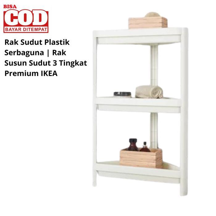 Rak Sudut Serbaguna Rak Susun Plastik Sudut 3 Tingkat Premium IKEA