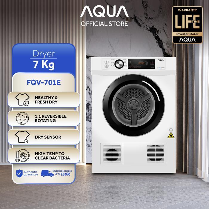 AQUA Elektronik Mesin Pengering Pakaian 7Kg FQV-701E Vented Dryer Putih