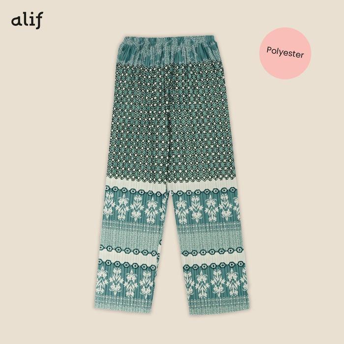 Celana Kulot Pleats Motif Alif Pretty Pleats Summer Picnic Collection Frosty Green