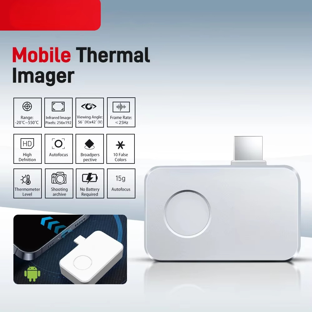 256*192 Thermal Camera Android Type-C Thermal Imager 25Hz Mobile Thermal Imaging Camera for PCB Devi