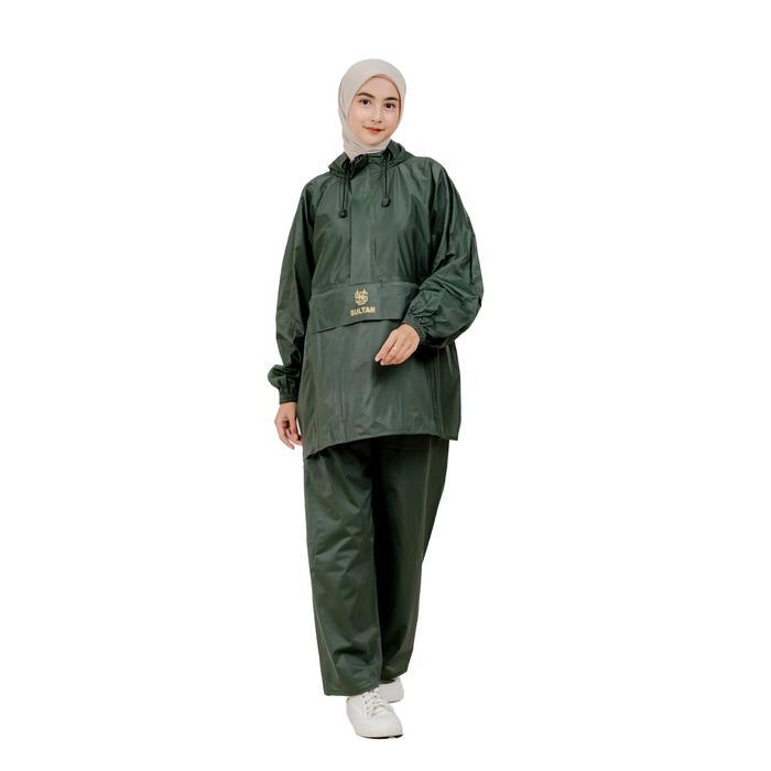 Sultan Jas Hujan Model Kanguru Dewasa Army Jaket Dan Celana Pria Wanita Bahan Pvc Super Anti Rembes