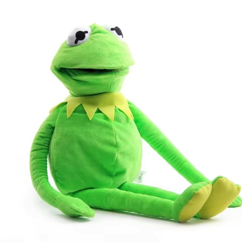 1pKermit The Frog Funny Plush Doll Hand Puppet Schoolbag Frog Animal Plush Toy Big Doll