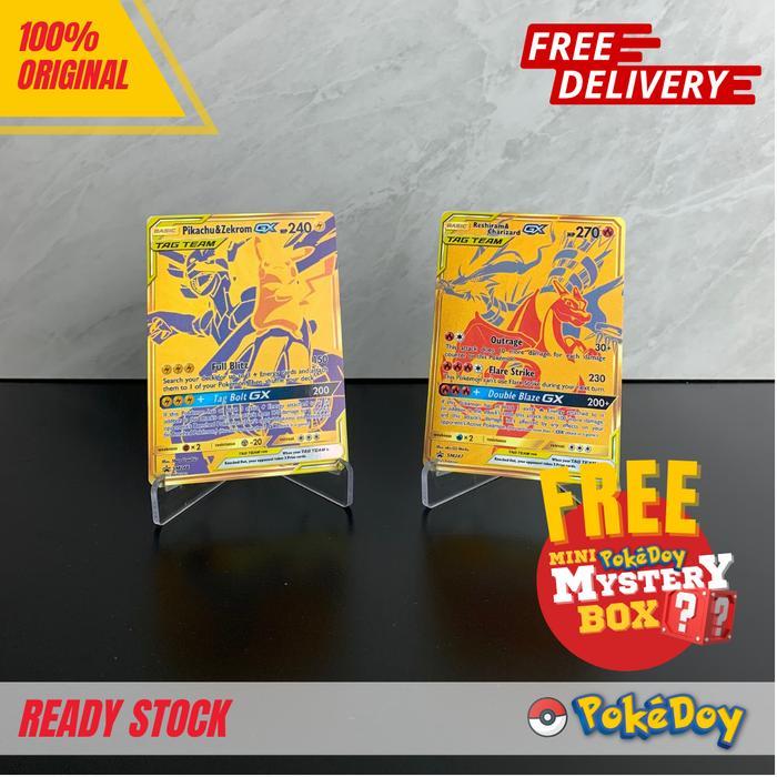 TCG Pokemon Pikachu Zekrom Charizard Reshiram GX Gold Card Promo Jumbo